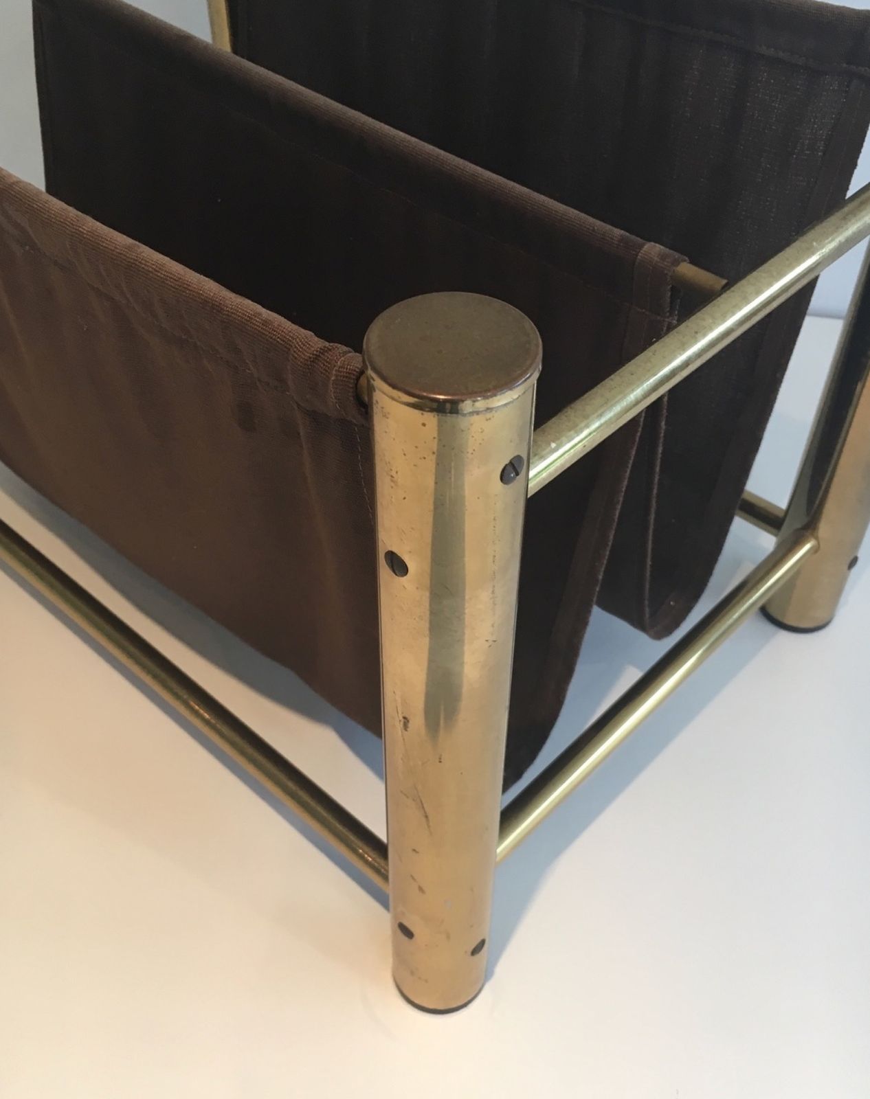 Home Decor Gilt Metal And Fabric Magazine Rack photo