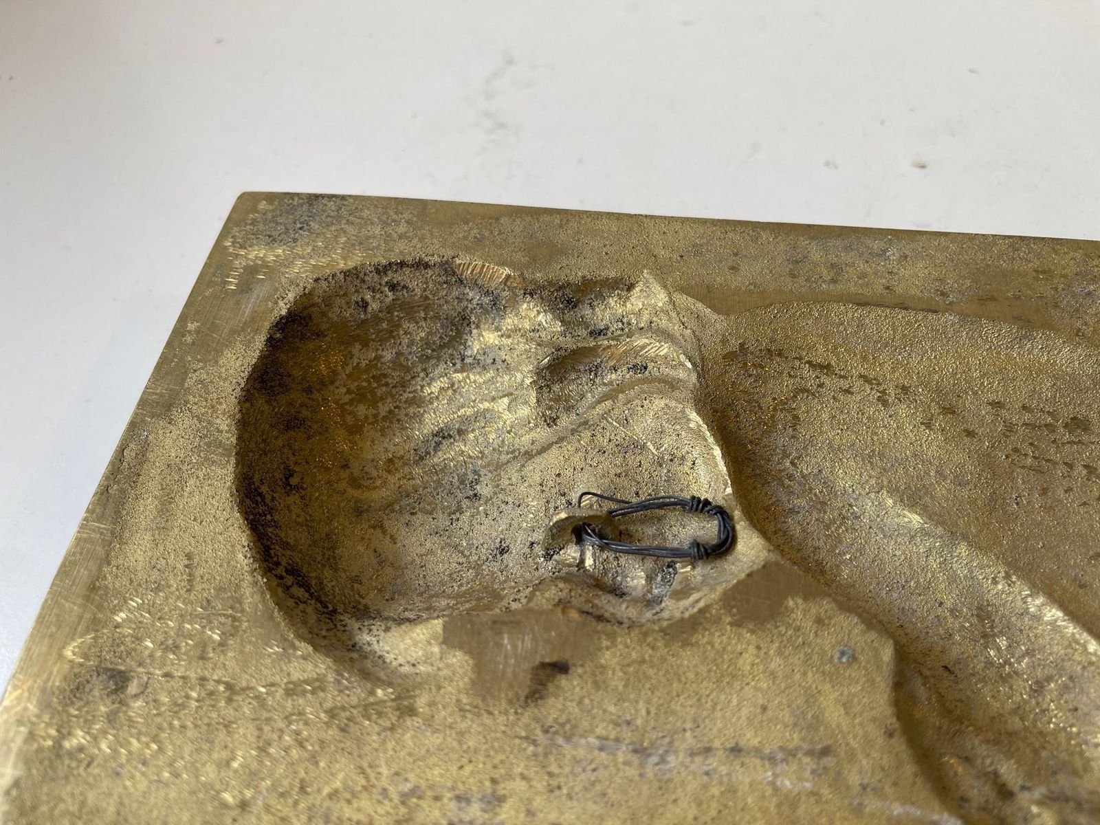 photo for sale Bronze Relief Wall Plaque Of Infant Girl, Scandinavian, 1930s