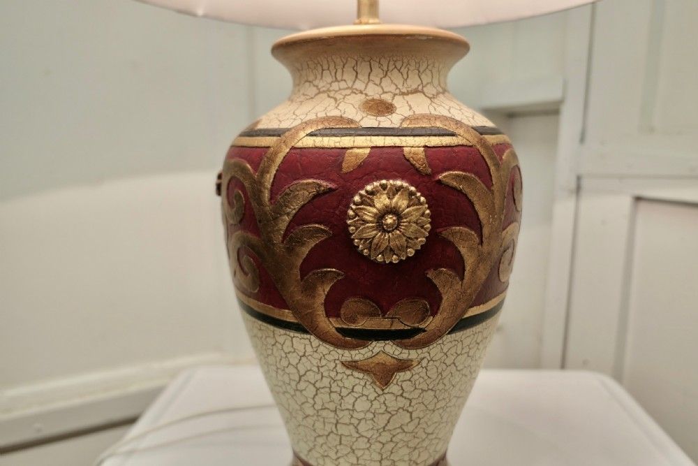 Bulbous Folk Art Painted Table Lamp photo Lighting