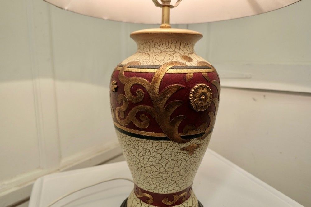 Bulbous Folk Art Painted Table Lamp photo 540.0