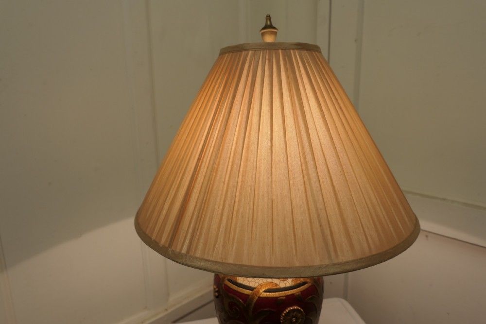 Bulbous Folk Art Painted Table Lamp photo vinterior