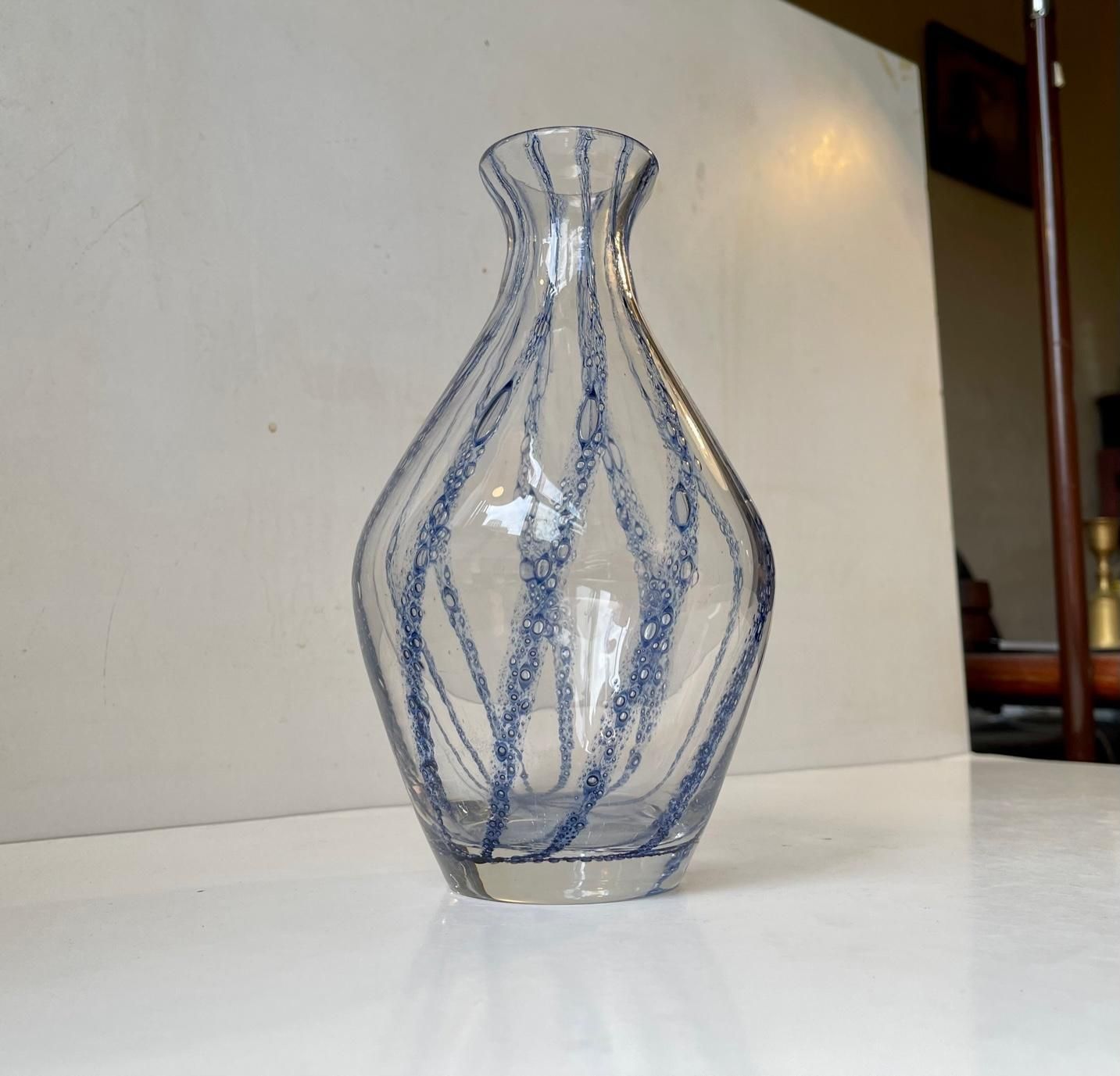 Murano Glass Vase With Blue Stripes Attributed To Barovier & Toso photo furniture