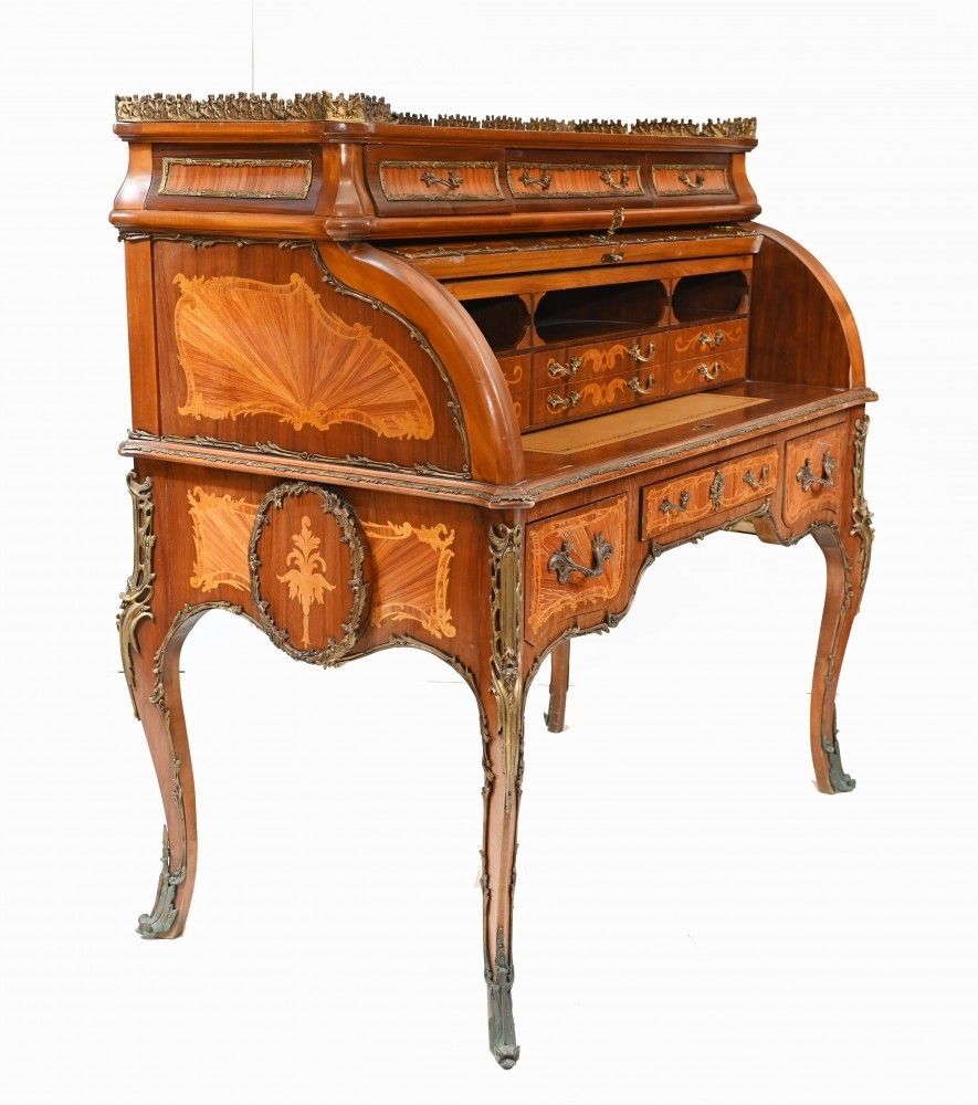 French Roll Top Desk Louis XVI Inlay Bureau photo 3800.0