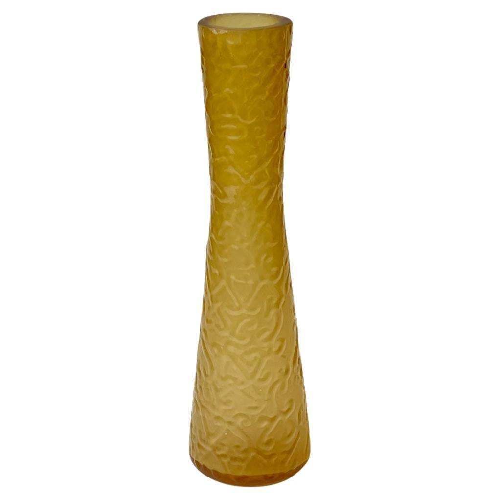 Honey Yellow Glass Vase By Geoffrey Baxter For Whitefriars, 1970s