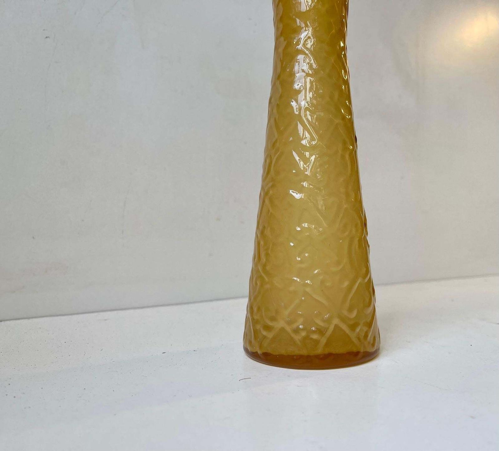 Honey Yellow Glass Vase By Geoffrey Baxter For Whitefriars, 1970s photo for sale