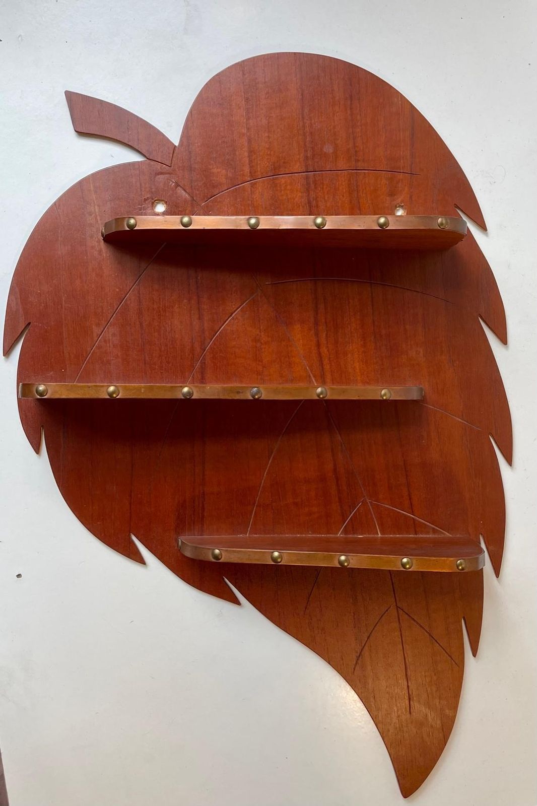 Danish Mid Century Leaf Spice Rack In Teak And Copper, 1960s photo furniture
