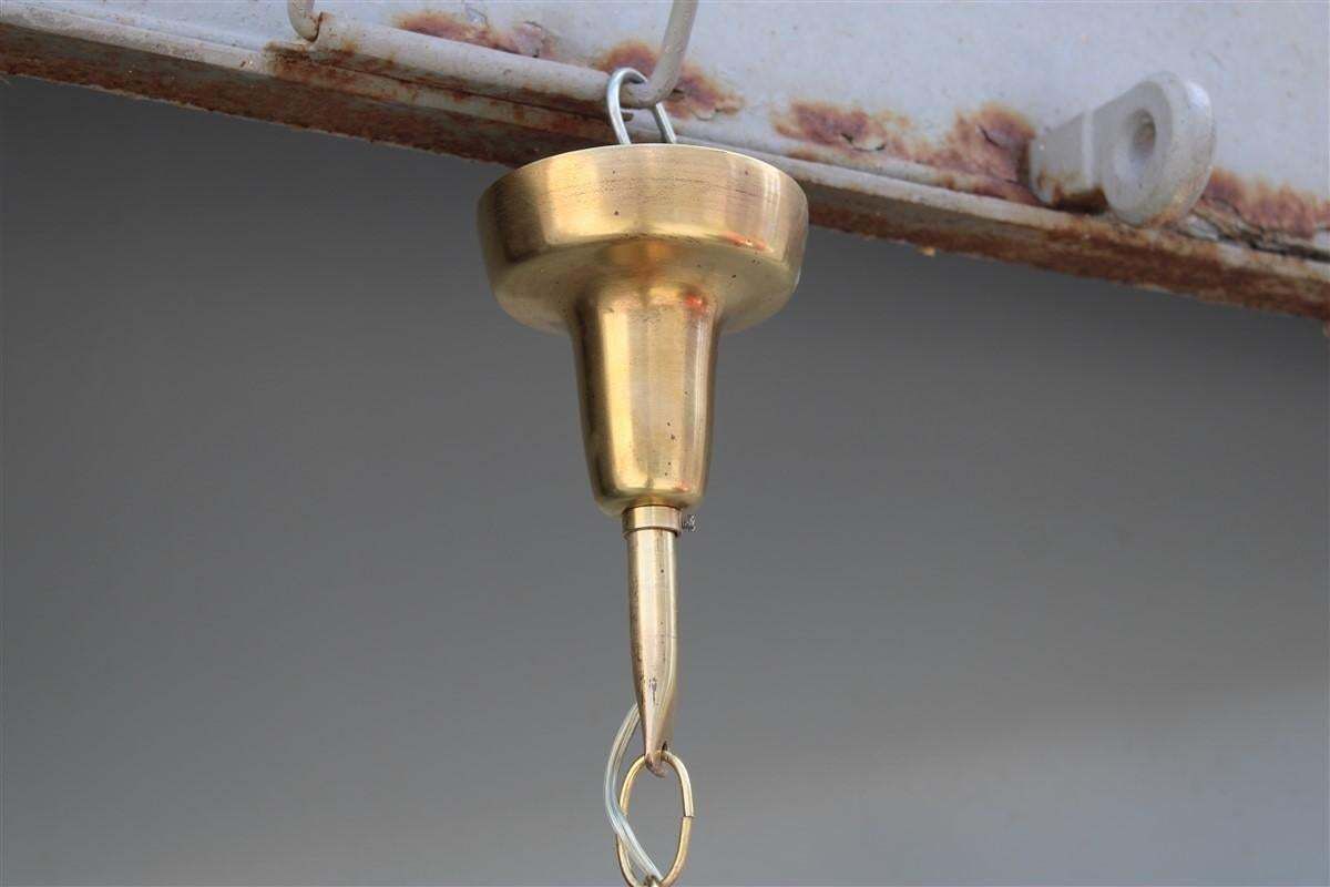 Mid Century Italian Design Round Chandelier Bamboo Whit Brass Part, 1950s photo buy