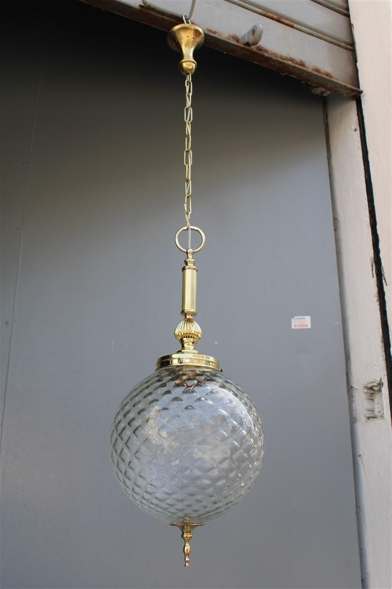Round Lantern Brass Gold And Murano Glass Venini Design, 1950s photo furniture