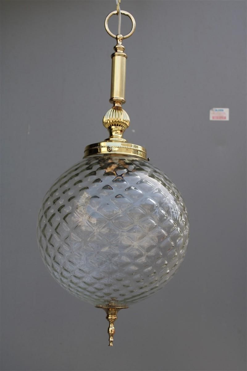 photo furniture Round Lantern Brass Gold And Murano Glass Venini Design, 1950s