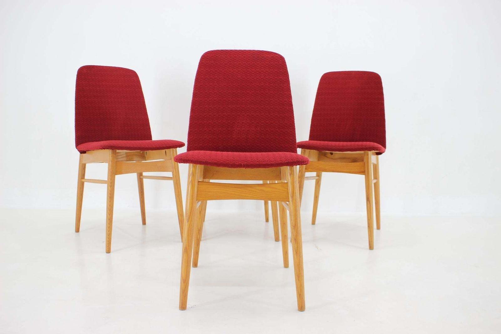800.0 1960s Set Of Four Elm Dining Chairs,Czechoslovakia photo
