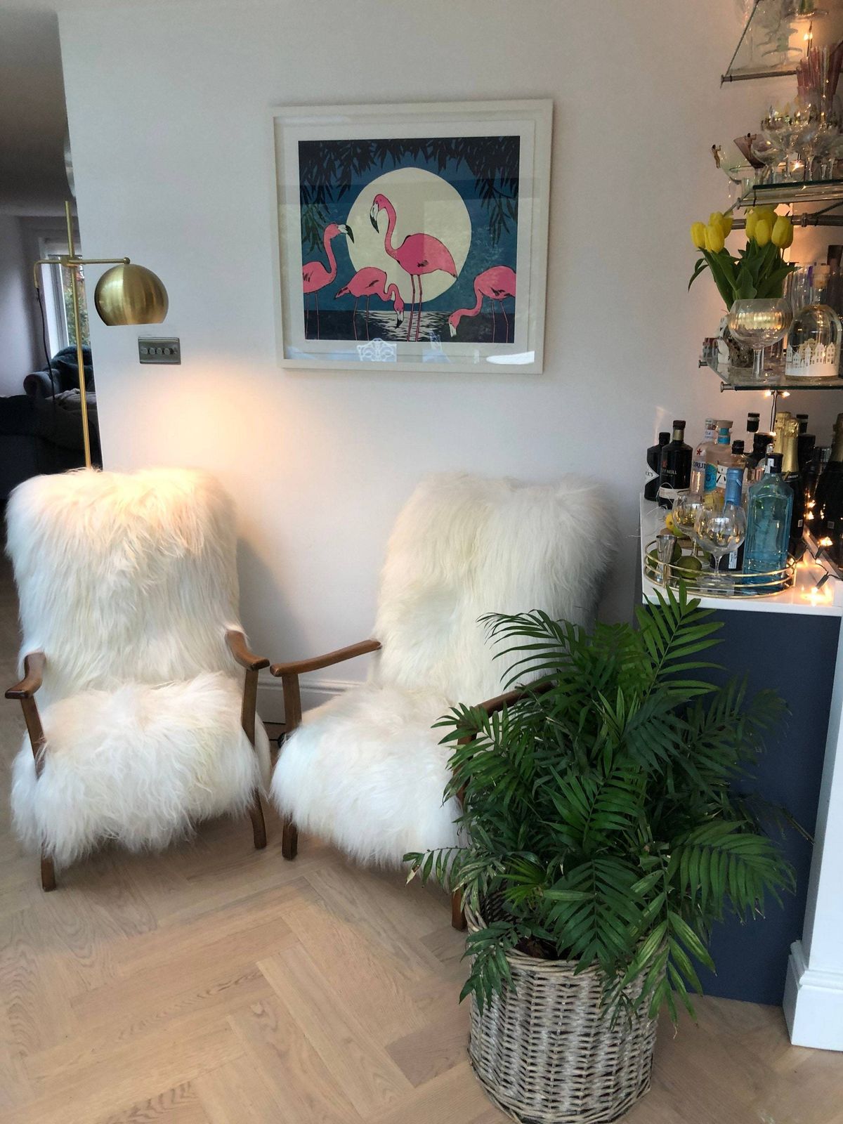 Sheepskin Icelandic, Luxury, White Fur, Genuine Mid Century Chair photo buy