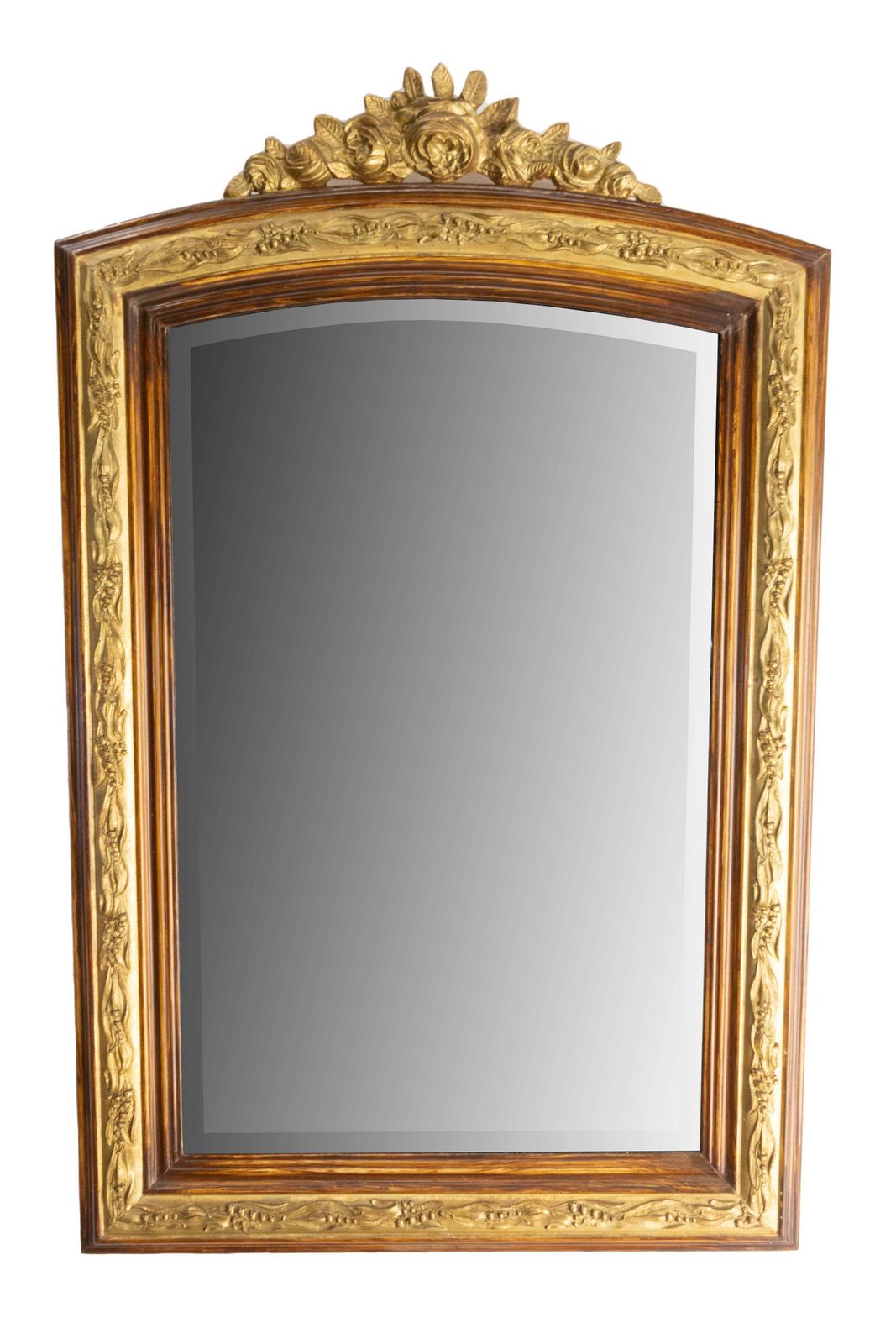 Miroir mural en stuc, imitation bois et dorures, vers 1920 photo furniture