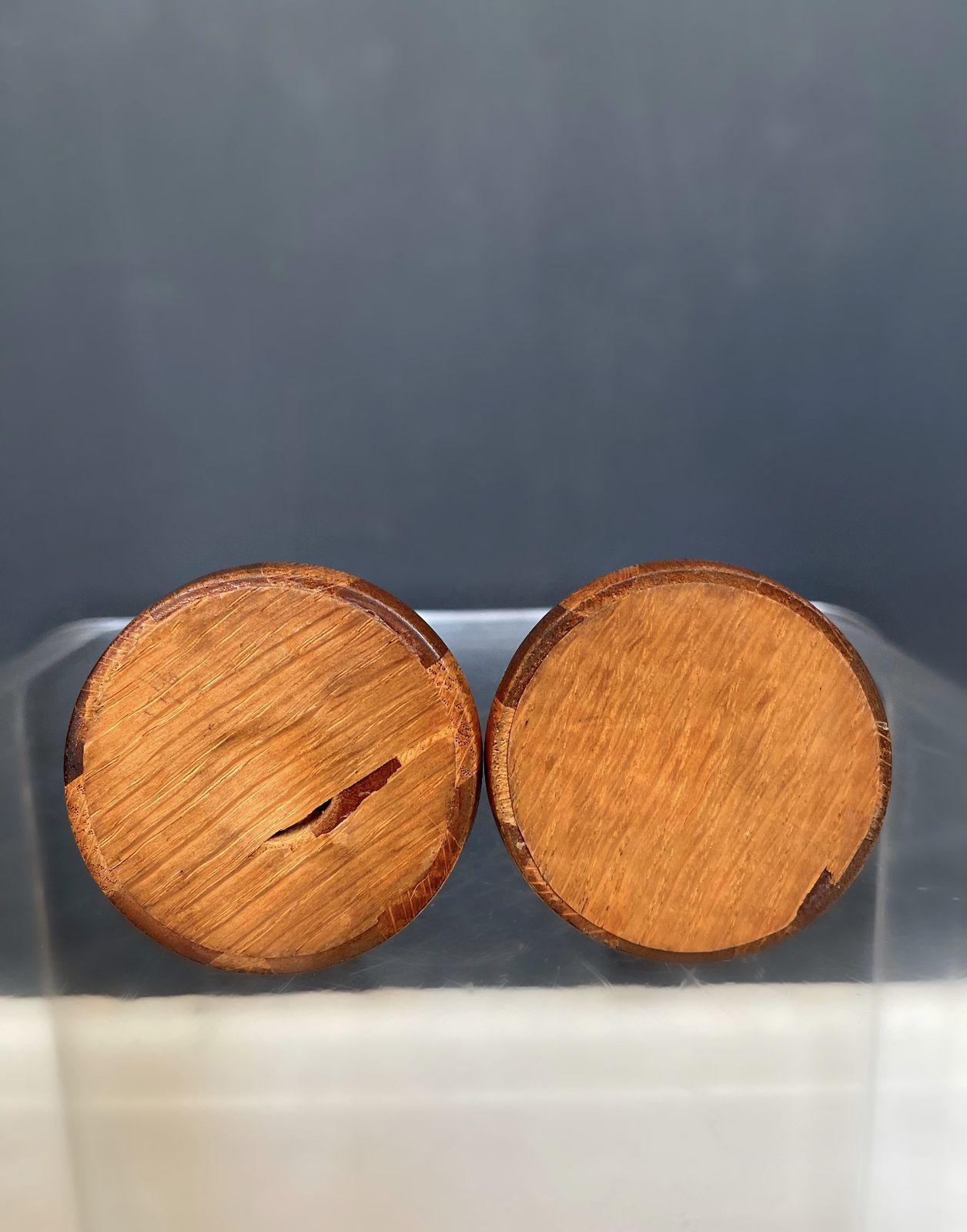 Teak And Rosewood Turned Wood Candlesticks By Maurice Bonami photo for sale