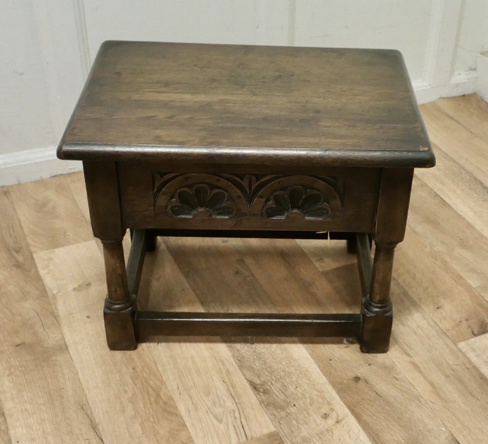 An Oak Joint Coffin Stool, Occasional Table, Sewing Box photo furniture
