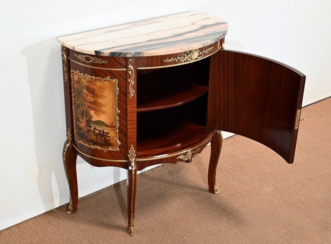Mahogany Demi Lune Sideboard,Commode, Transition Louis XV / Louis XVI, 1st Part Of The 20th Century photo Furniture