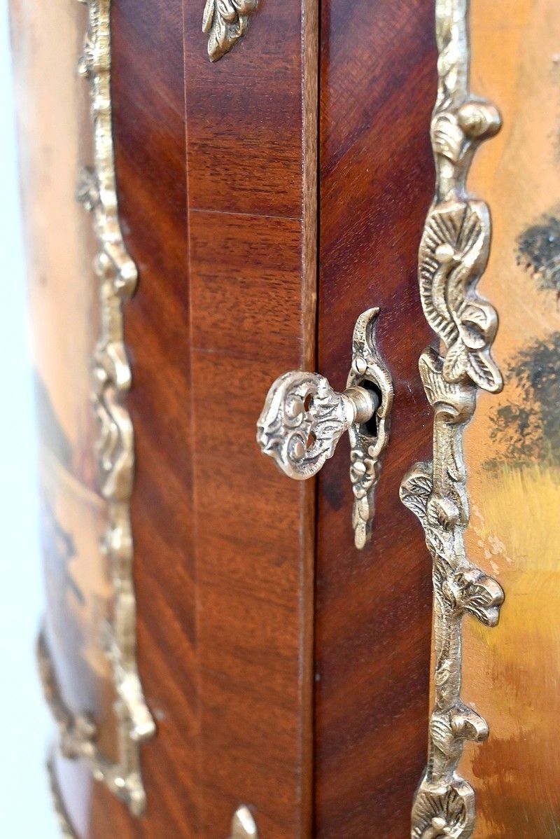 Furniture Mahogany Demi Lune Sideboard,Commode, Transition Louis XV / Louis XVI, 1st Part Of The 20th Century photo