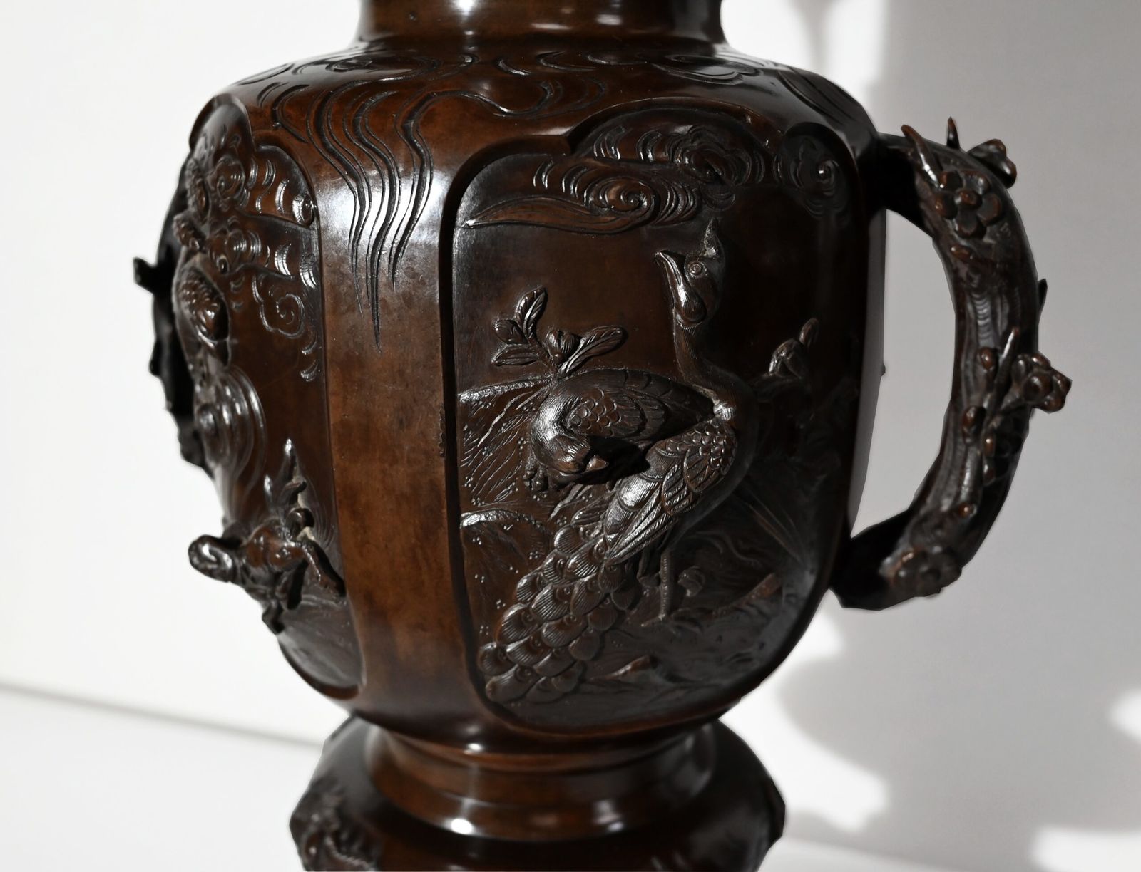 Important Pair Of Bronze Vases, Japan, 1900 photo vintage