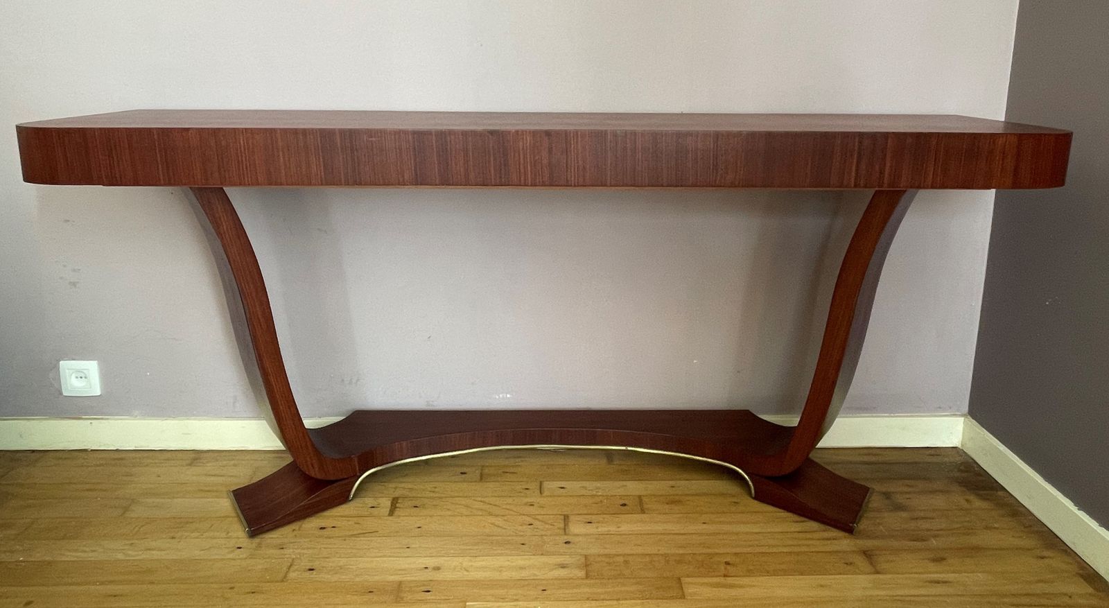 Art Deco Console In Rosewood Veneer And Brass