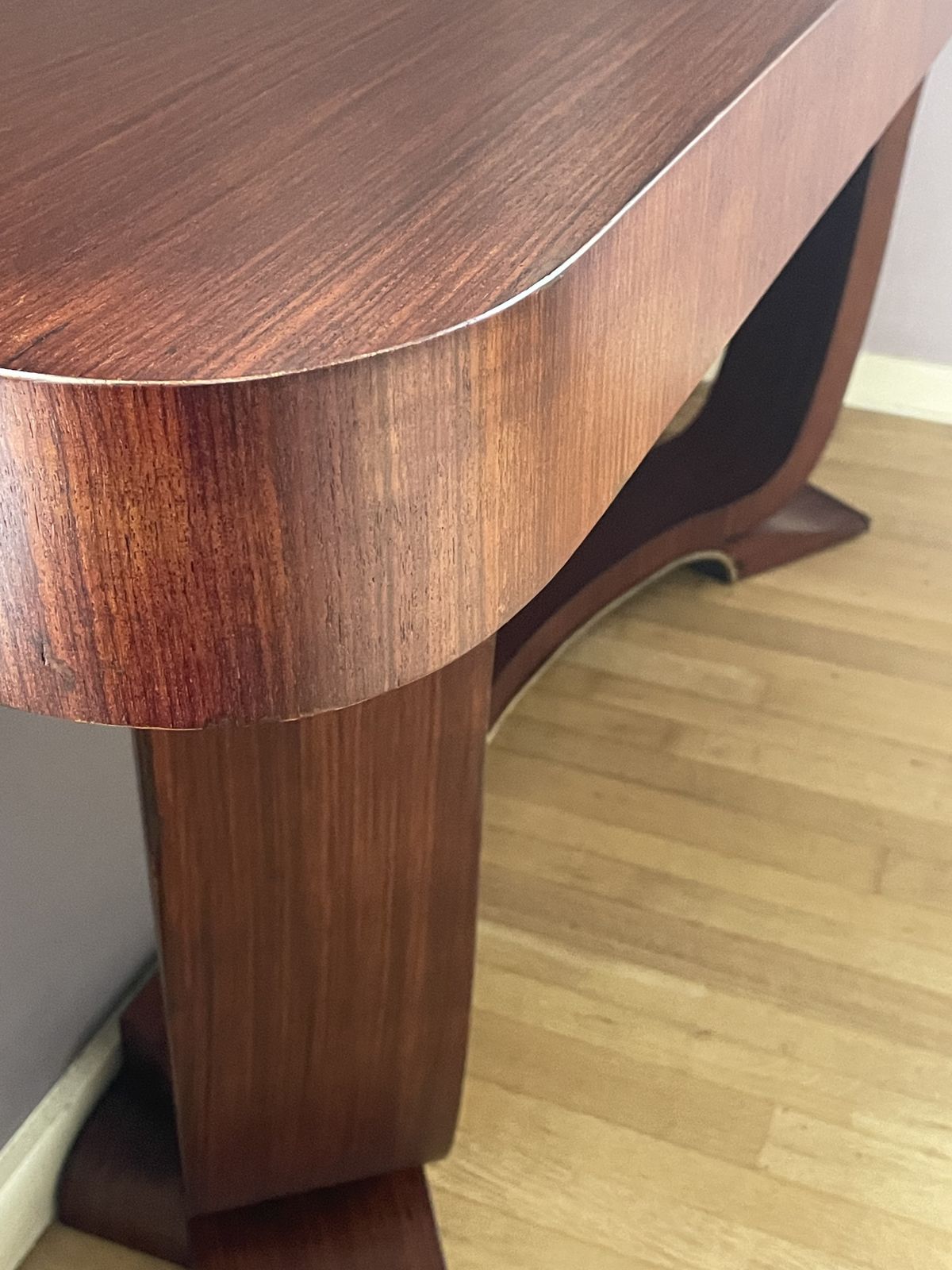 Furniture Art Deco Console In Rosewood Veneer And Brass photo