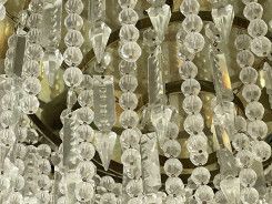 Brass And Crystal Chandelier, Mid 20th Century photo for sale