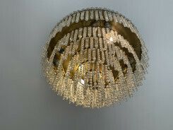 Brass And Crystal Chandelier, Mid 20th Century photo buy