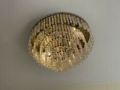 photo furniture Brass And Crystal Chandelier, Mid 20th Century