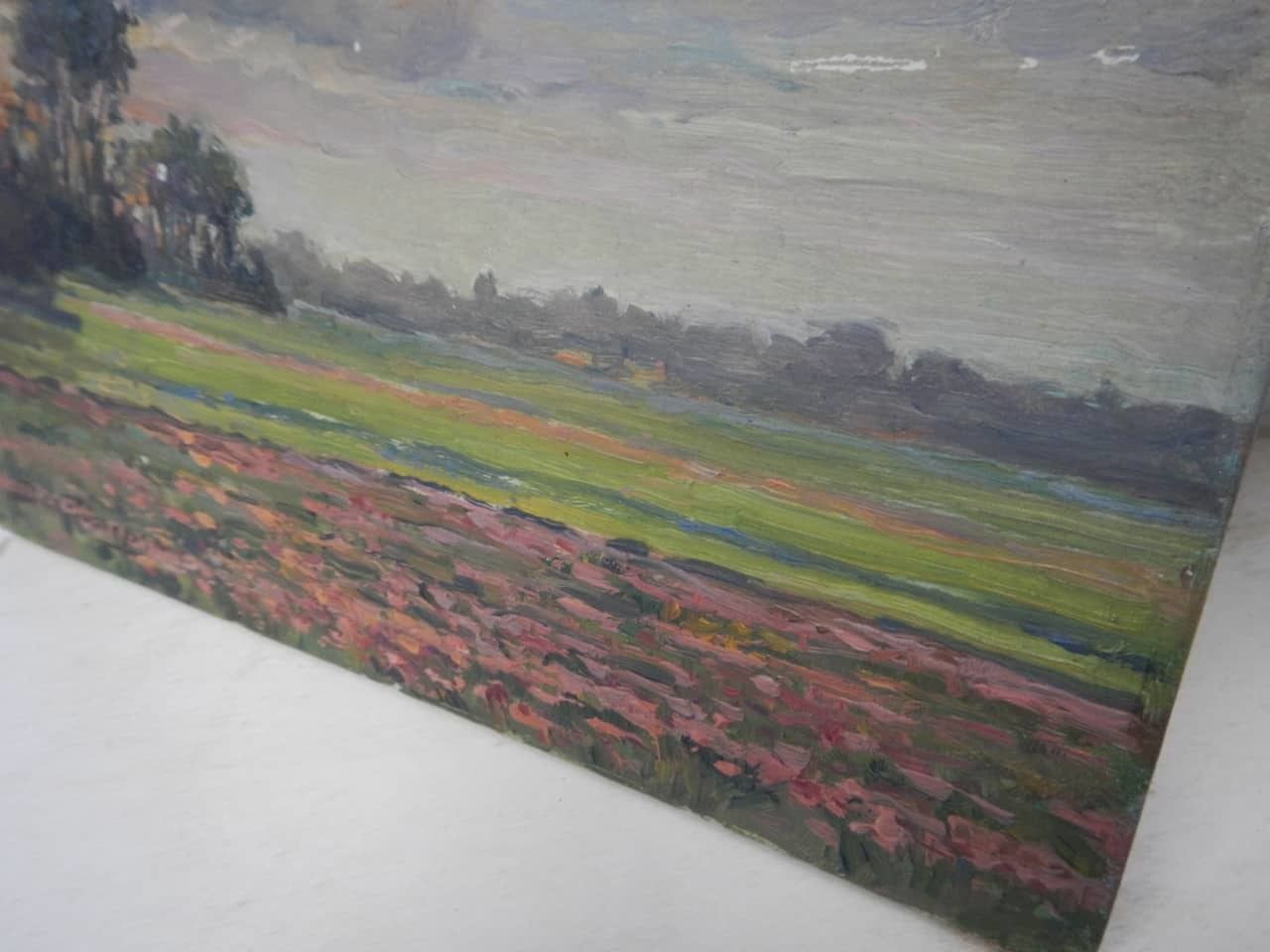 photo vinterior Oil Painting By Des Champs " Coucher De Soleil"