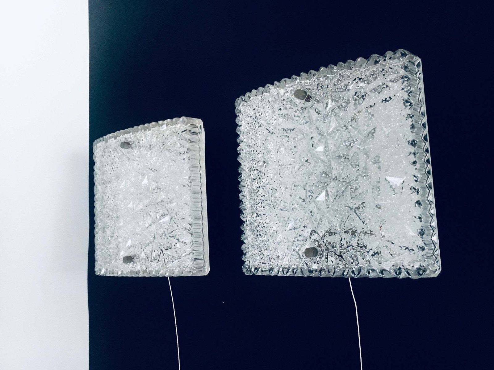Midcentury Modern Design Glass Sconce Wall Lamp Set By Bur Leuchten, 1960's photo for sale