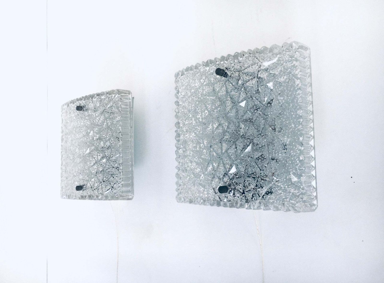 Midcentury Modern Design Glass Sconce Wall Lamp Set By Bur Leuchten, 1960's photo Lighting