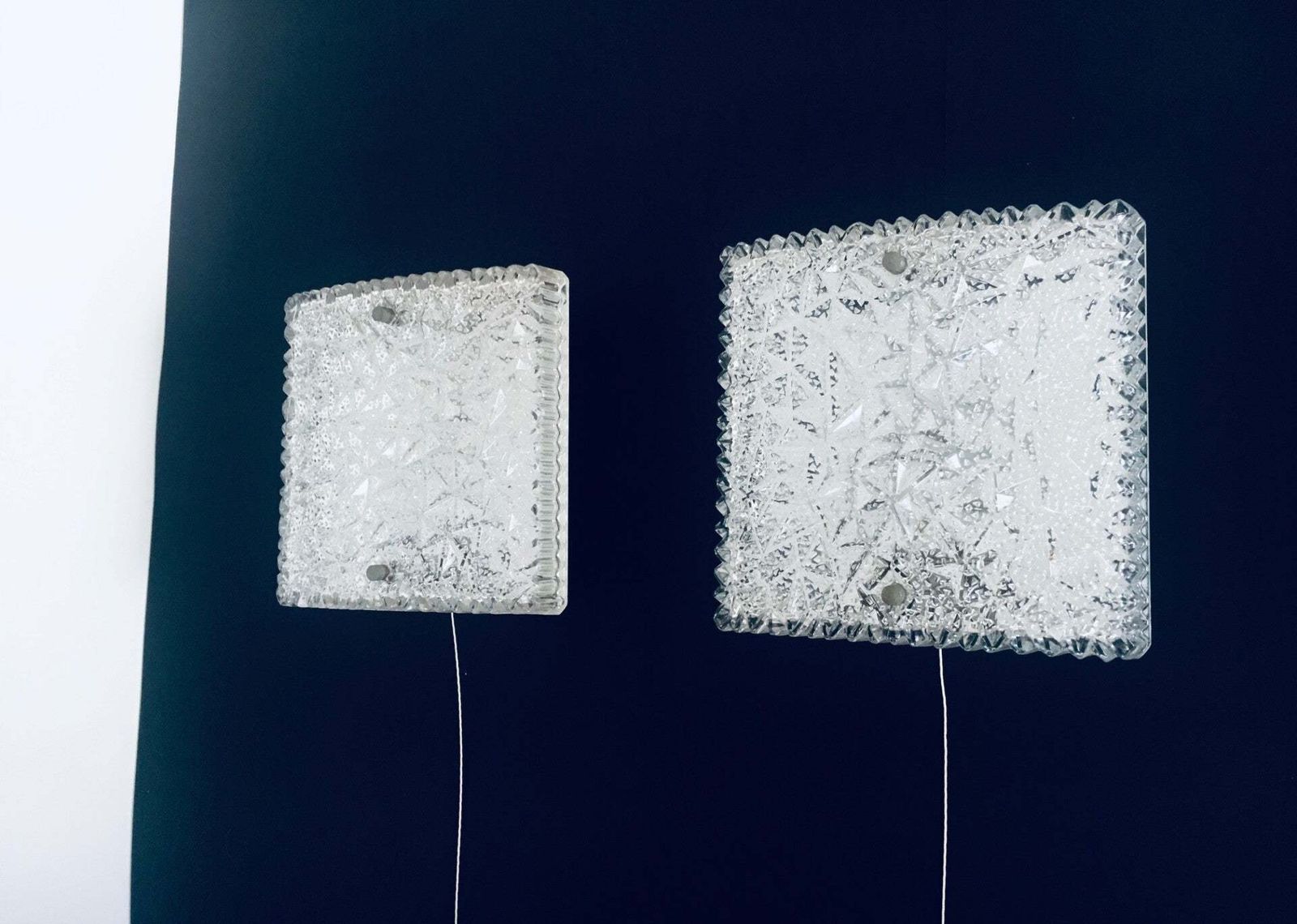Midcentury Modern Design Glass Sconce Wall Lamp Set By Bur Leuchten, 1960's photo buy