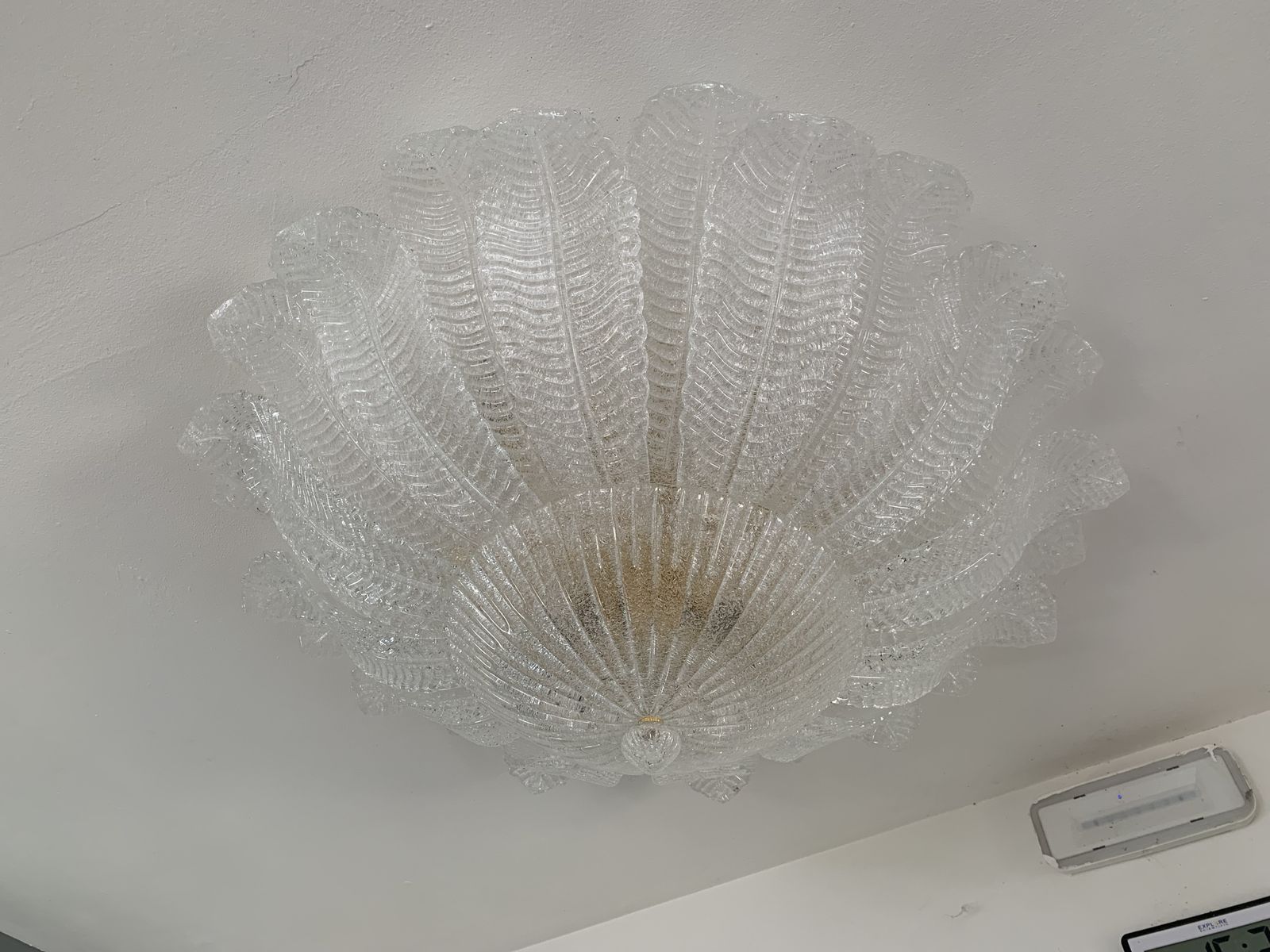 Impressive Murano Glass Sputnik Chandelier Flush Mount Like Mazzega Zuccheri Venini Barovier Style photo vintage