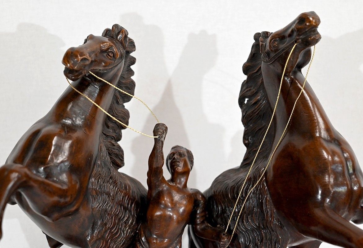 Fireplace Set "Les Chevaux De Marly", After G. Coustou   Early 20th Century photo vintage