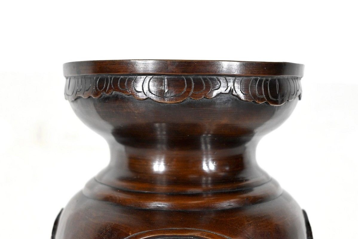 Pair Of Bronze Vases, Asian Style   Xxth photo vinterior