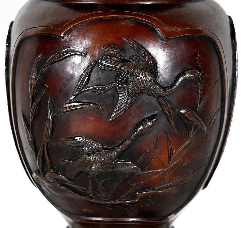 Home Decor Pair Of Bronze Vases, Asian Style   Xxth photo