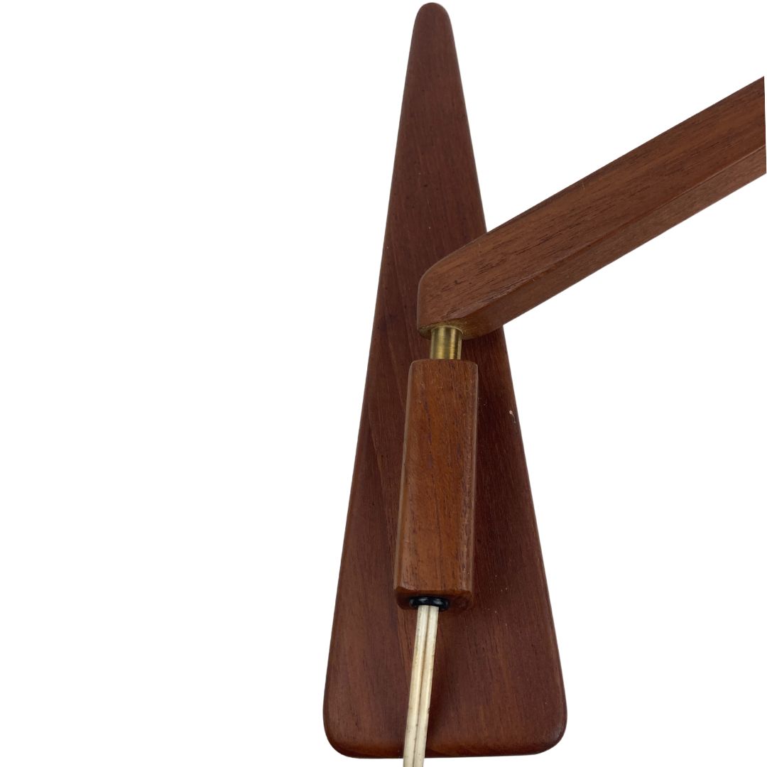 Pair Of Teak Sisal And Brass Arc Swing Wall Lamps By Temde, Switzerland 1960s photo buy