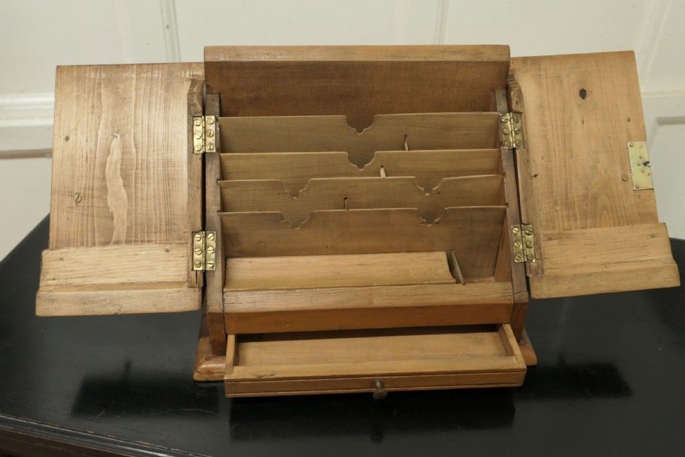 A Charming Victorian Hand Carved Pine Stationary Box photo for sale