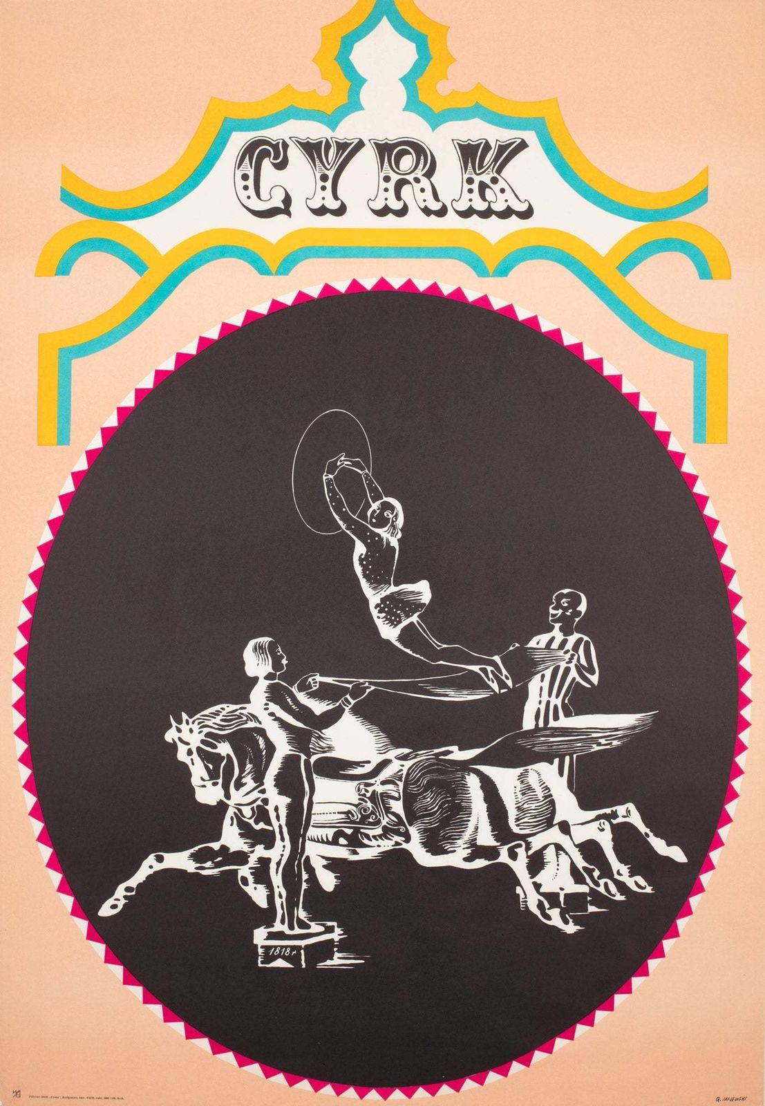 Cyrk Performing On Horseback 1970 Polish Circus Poster, Majewski