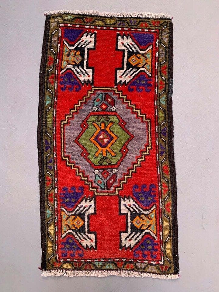 Small Vintage Turkish Rug 100x51 Cm, Short Runner, Tribal, Shabby Chic
