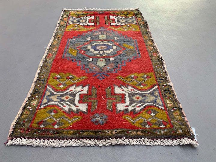 Small Vintage Turkish Rug 90x50 Cm, Short Runner, Tribal, Shabby Chic photo furniture