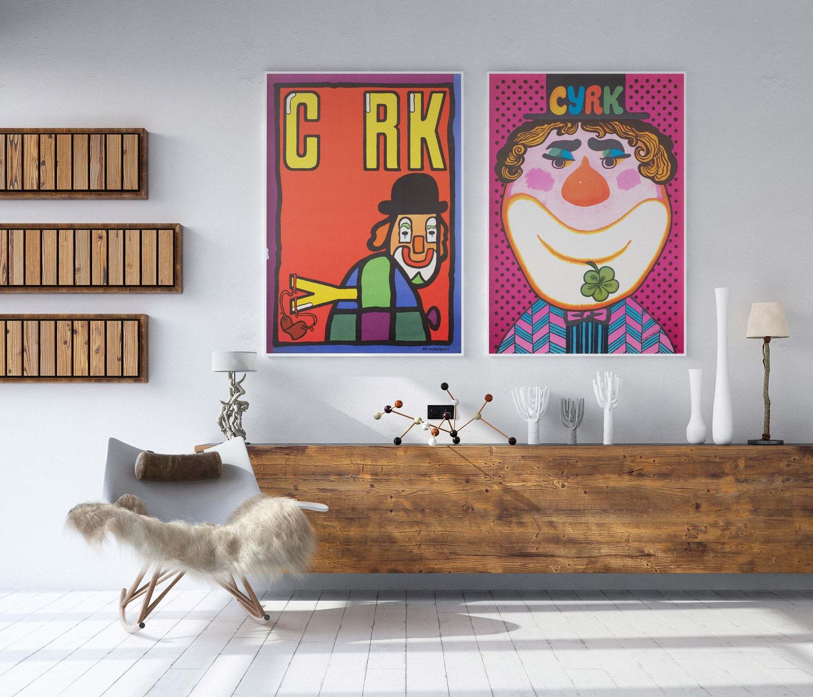 Cyrk Clown 1974 Polish Circus Poster, Bocianowski photo furniture
