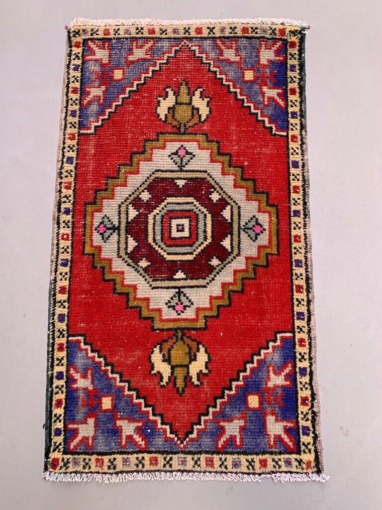 Small Vintage Turkish Rug 97x54 Cm, Short Runner, Tribal, Shabby Chic