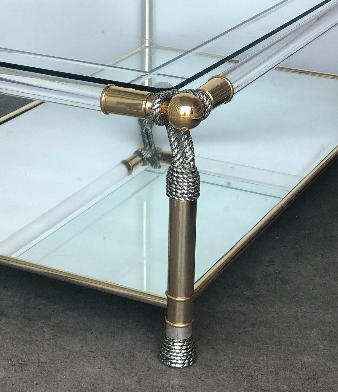 Rare 'Meubles Curvasa' Hollywood Regency Style Sculptural Lucite And Glass Large Rectangular Coffee Table photo Furniture