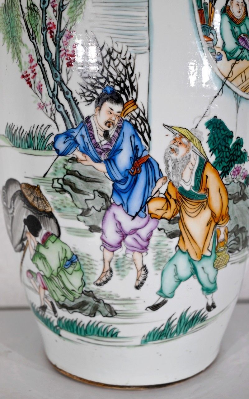 Important Chinese Porcelain Vases   Xxth photo vintage