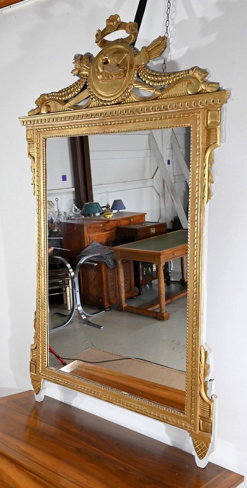 Mirror In Golden Wood, Louis XVI Style   Late 19th Century photo for sale