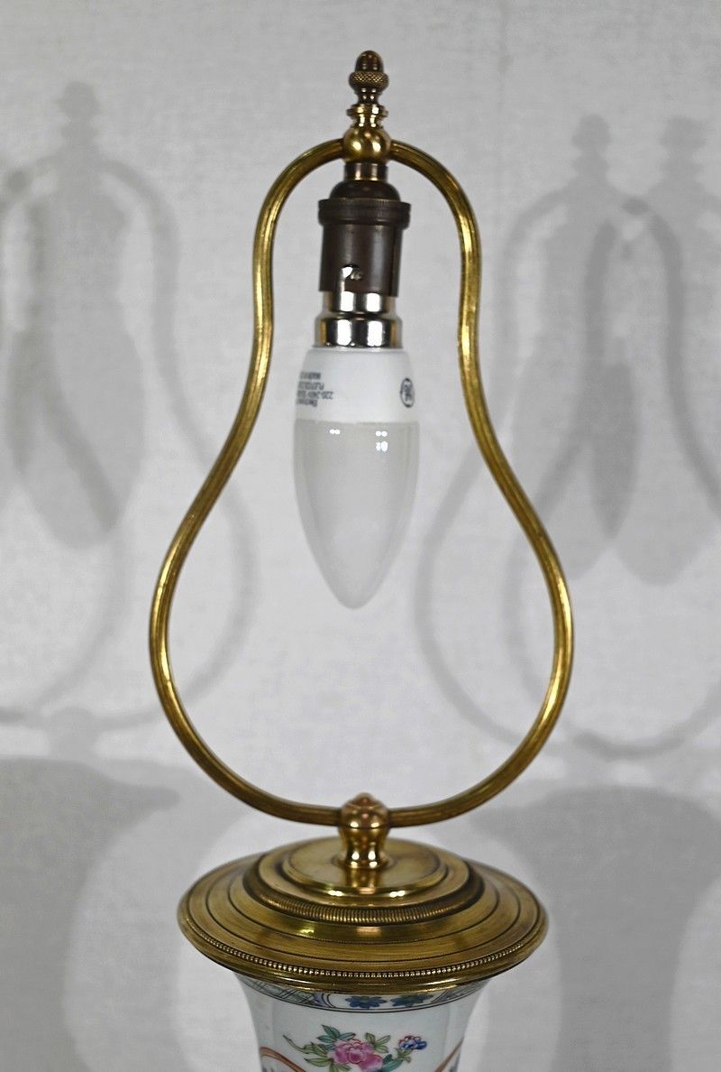 Chinese Porcelain And Brass Lamp   Early 20th Century photo Lighting