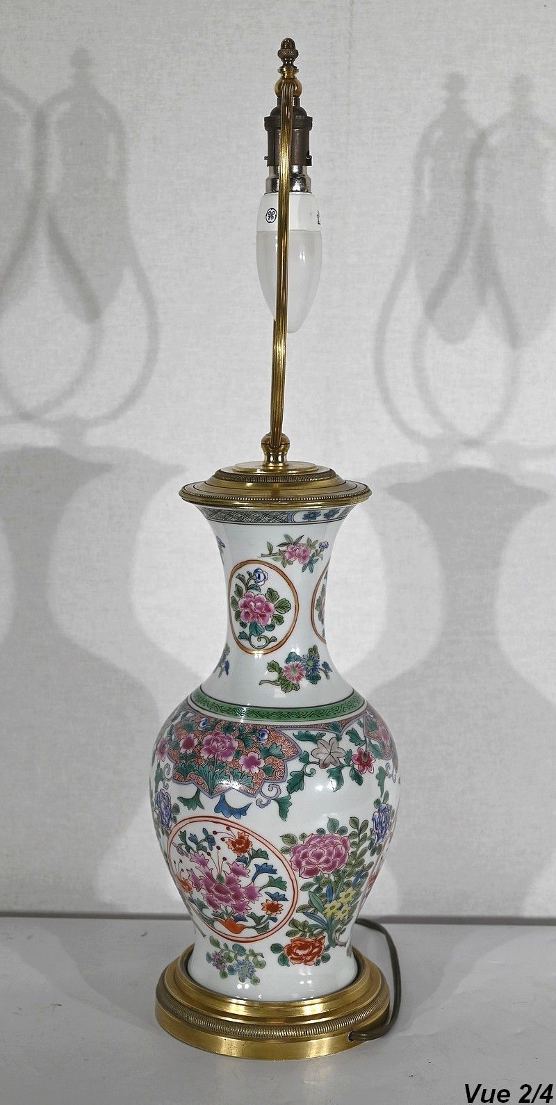 Chinese Porcelain And Brass Lamp   Early 20th Century photo vintage
