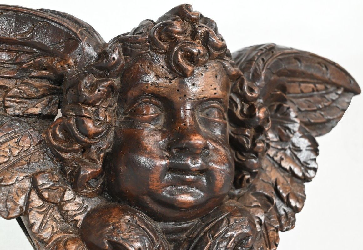 Pair Of Carved Wood Cherubs   Late 19th Century photo vinterior