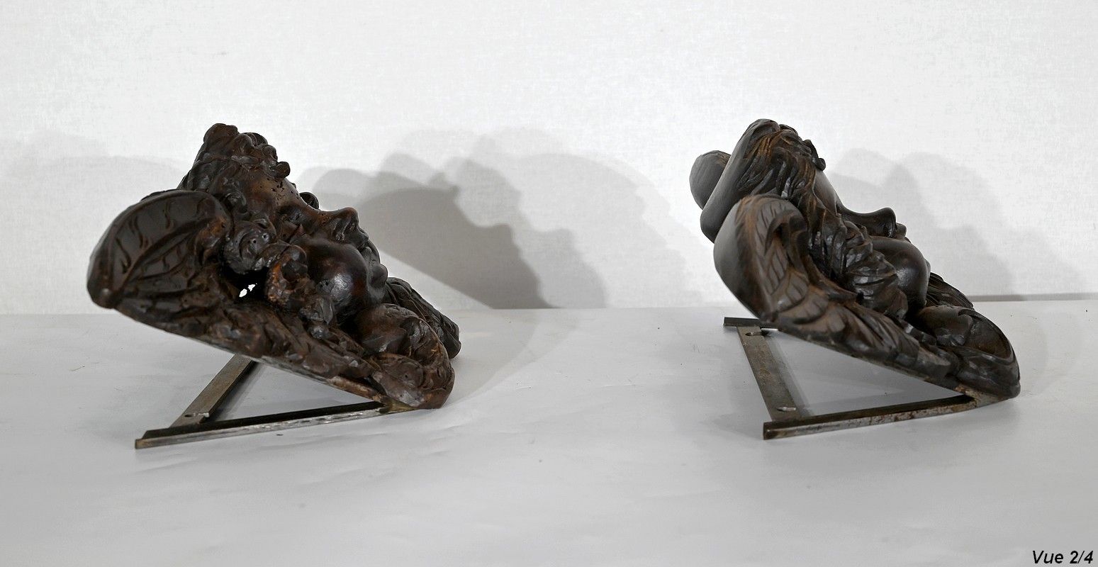 photo buy Pair Of Carved Wood Cherubs   Late 19th Century