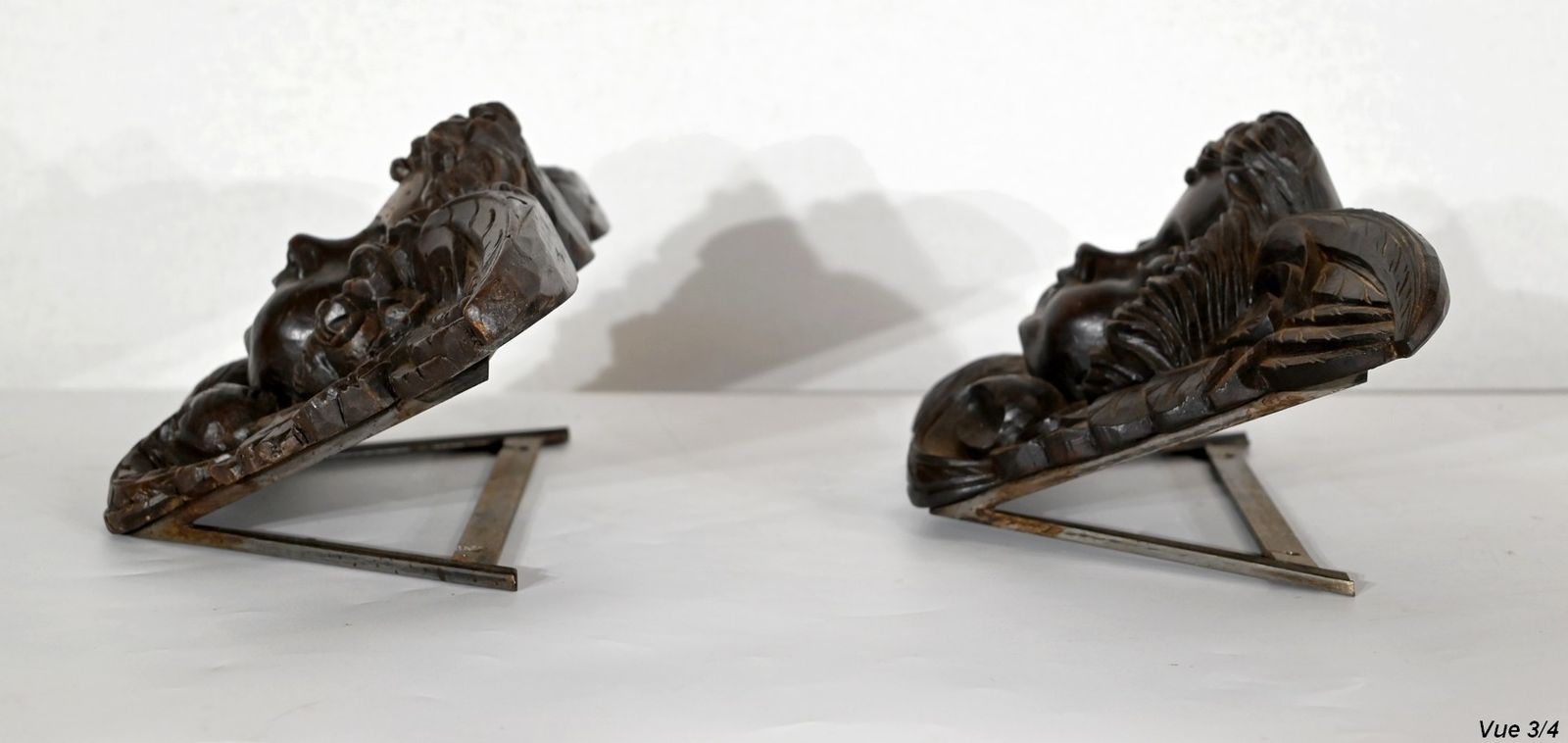 photo vintage Pair Of Carved Wood Cherubs   Late 19th Century