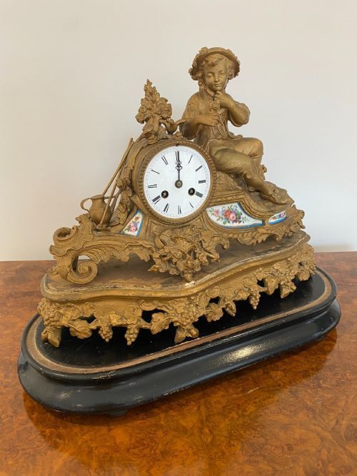 Quality 19th Century French Louis XVI Ormolu & Porcelain Mantle Clock photo 695.0